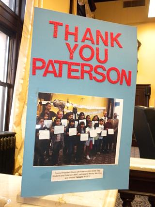 A card delivered by GASP and the Center for Prevention to the Paterson City Council reads, “Thank you, Paterson”